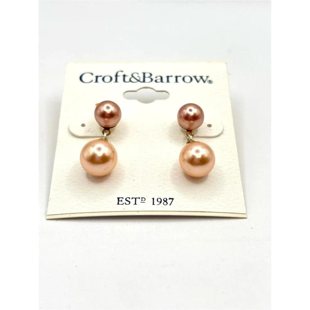 Croft & Barrow Gold-Tone Hoop, Twisted Drop and Rose Pearl Earring Bundle